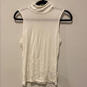 Sleeveless White Turtleneck Top